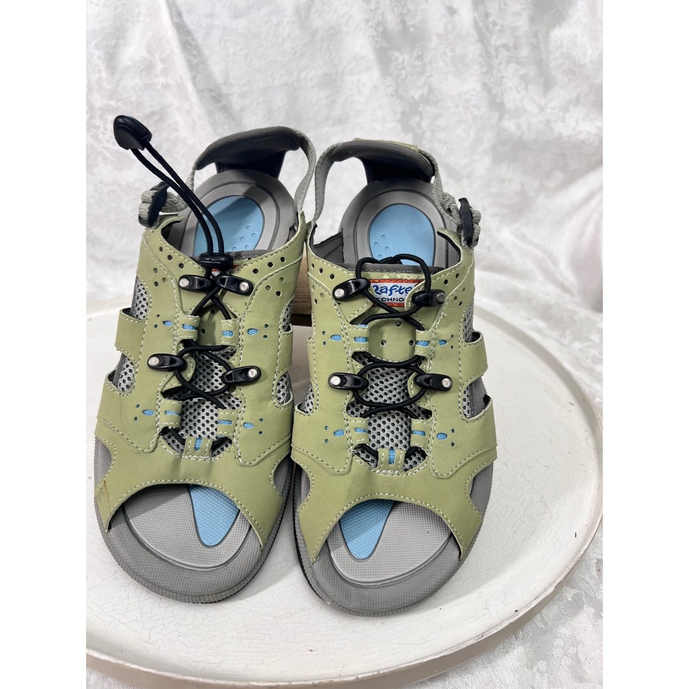 Rafters Technology Womens 9 Water Sandals Sage Green Bungee Mesh Hiking 1036B